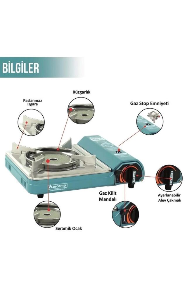 Tekli Portatif Pro Seramik Kamp Ocağı Mavi CK-508